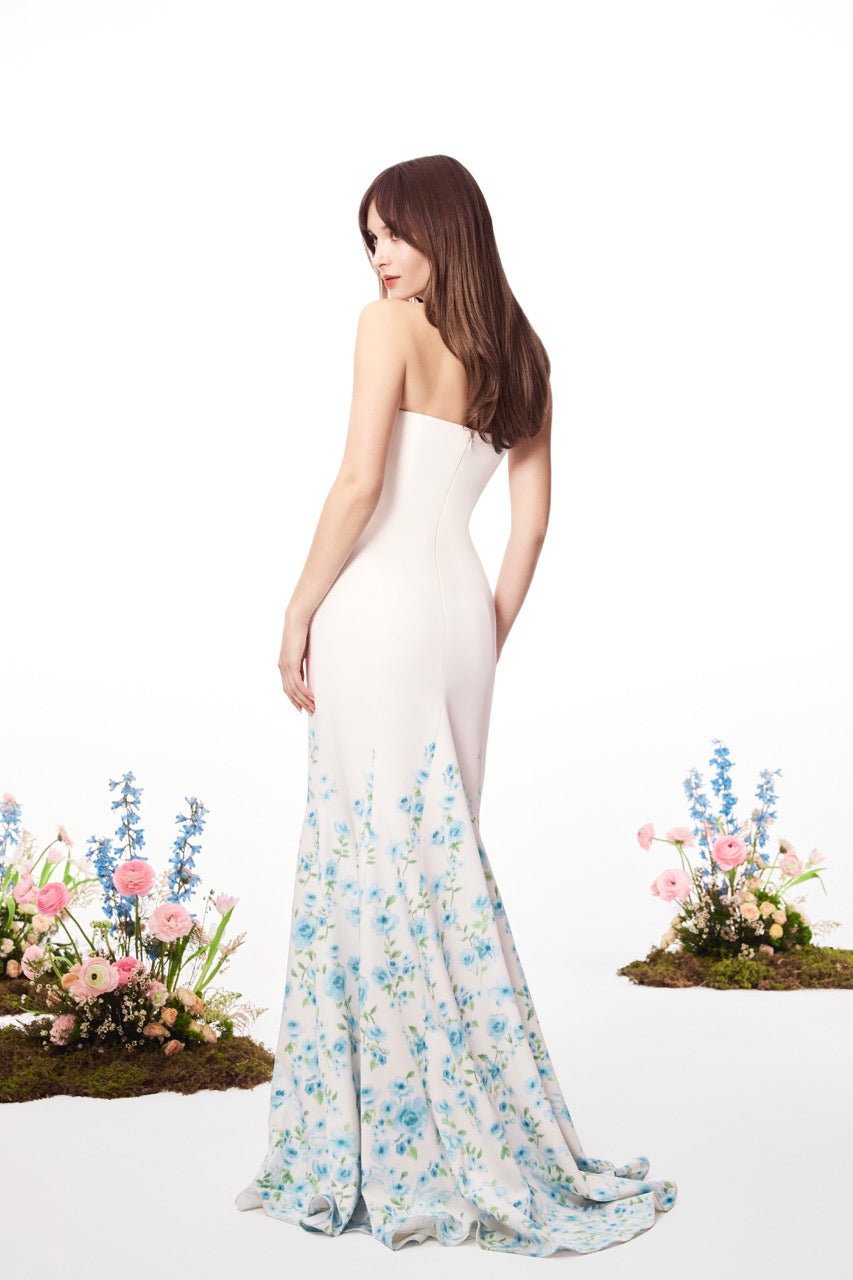 The Brianne Gown in Blue & White