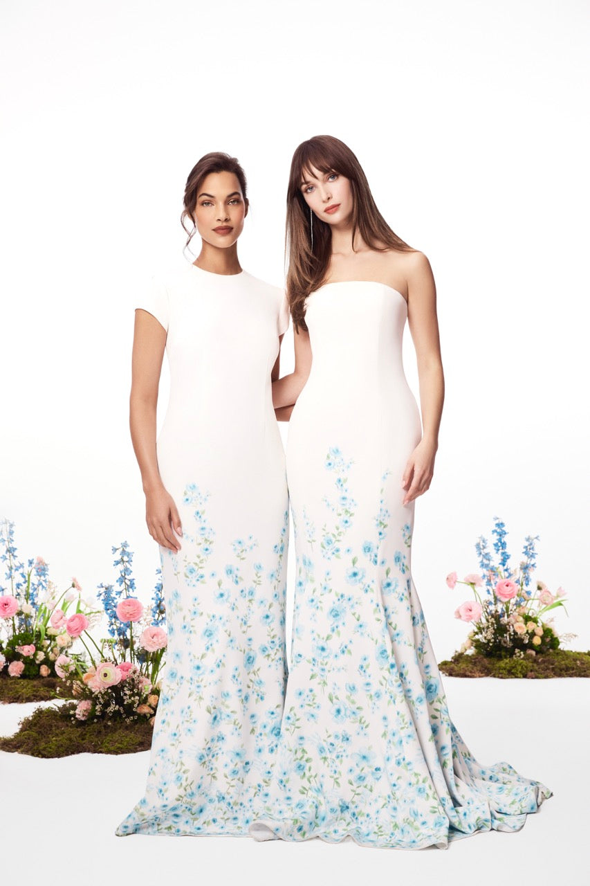 The Brianne Gown in Blue & White