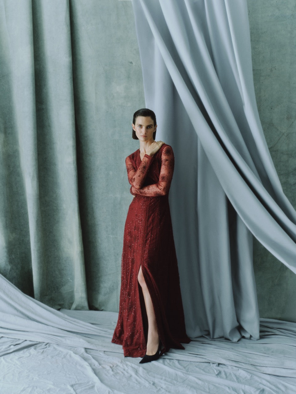 The Astrid Burgundy Gown
