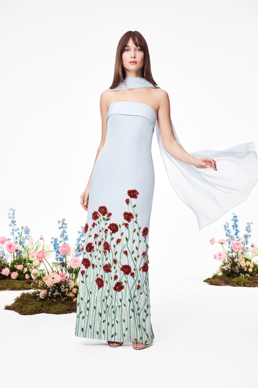The Poppy Gown in Pale Blue 0 / Pale Blue The Poppy Gown in Pale Blue 0 / Pale Blue