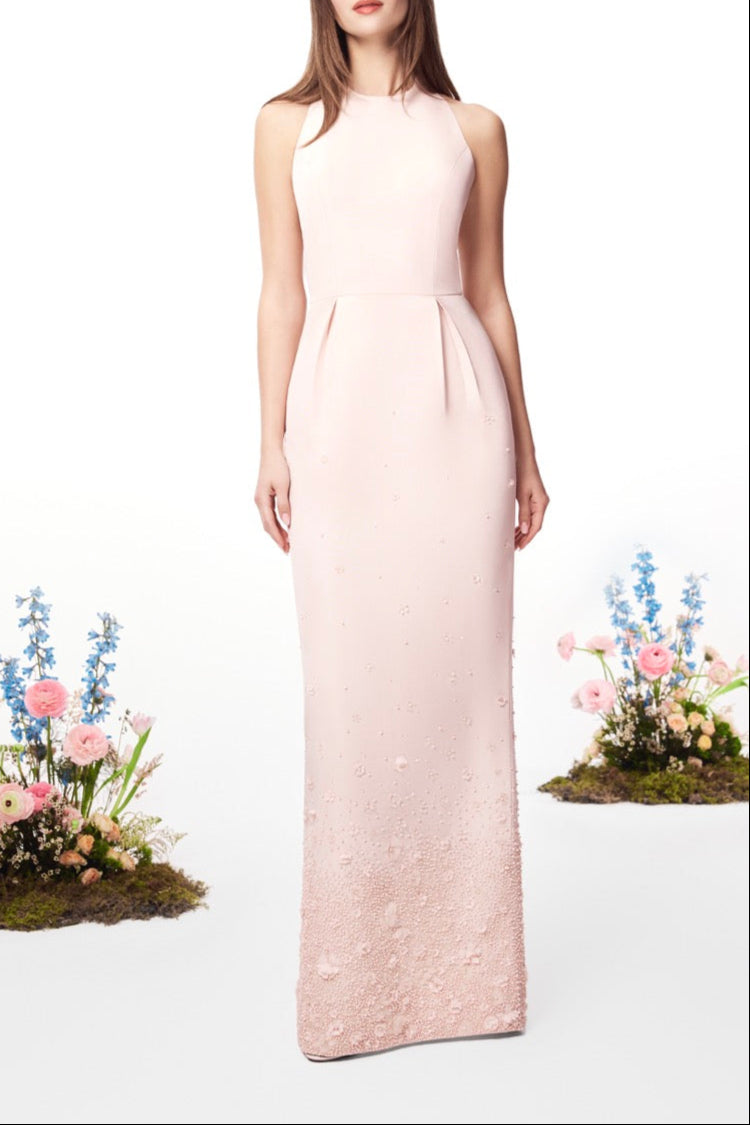 pale pink occasion dress Strapless Corset Beaded Light Pink Long Prom Dress Rose Pink / 2