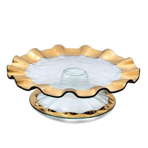 Annieglass ~ Ruffle ~ 14 1/4' pedestal cake plate (5' high), Price $412.00 in Charleston, SC from The Boutique Charleston