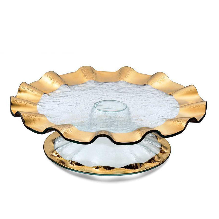 Annieglass Ruffle Pedestal Cake Plate