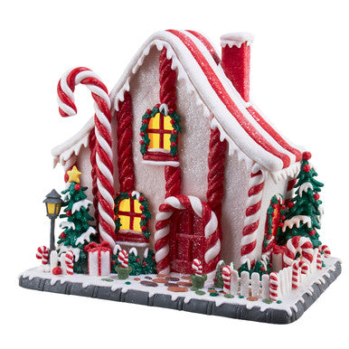 Kurt Adler 10.5" Battery Operated LED Candy Cane Lane House
