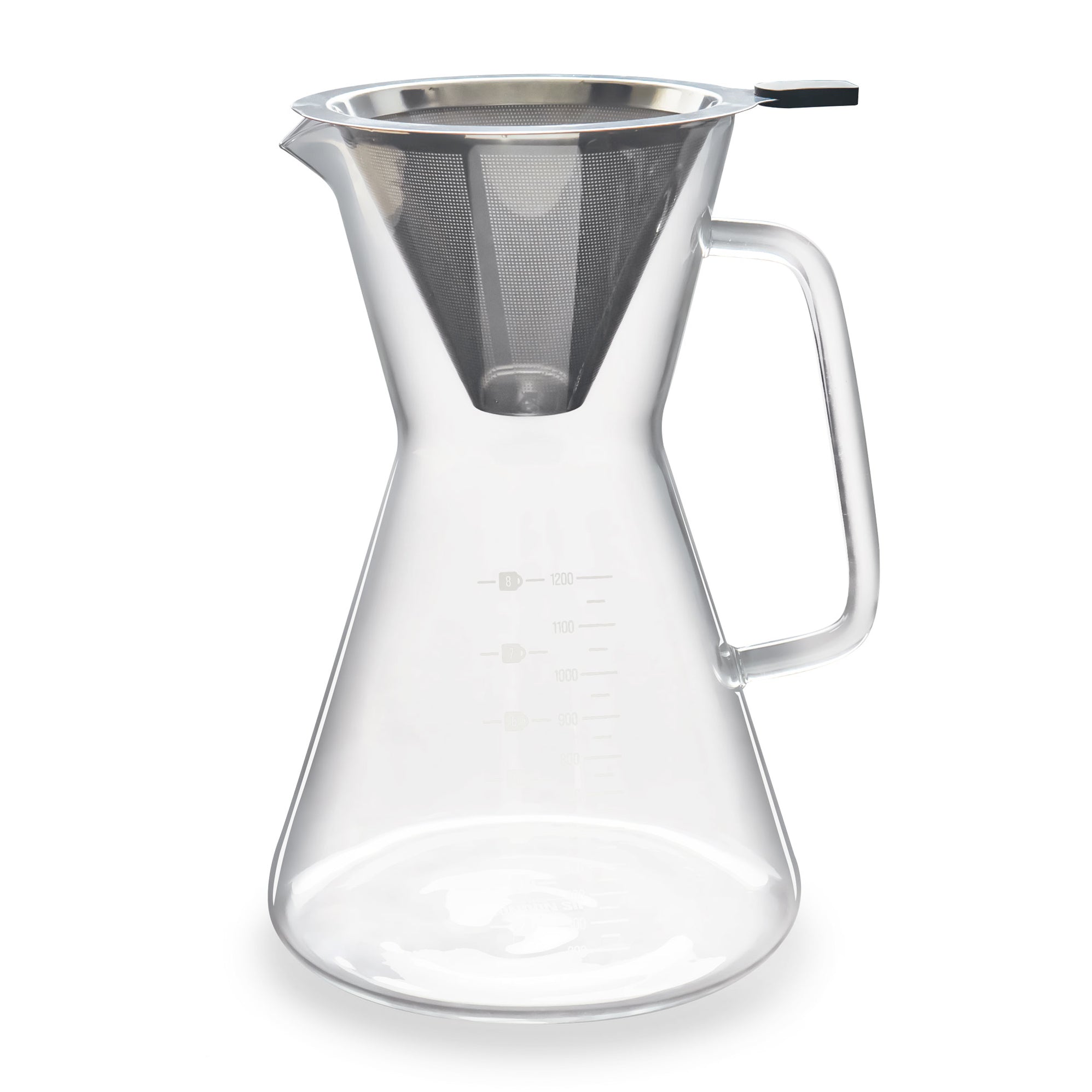 Glass Pour Over Carafe w/ Reusable Filter 1200ml