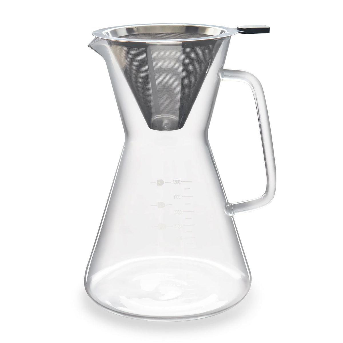Glass Pour Over Carafe w/ Reusable Filter 1200ml