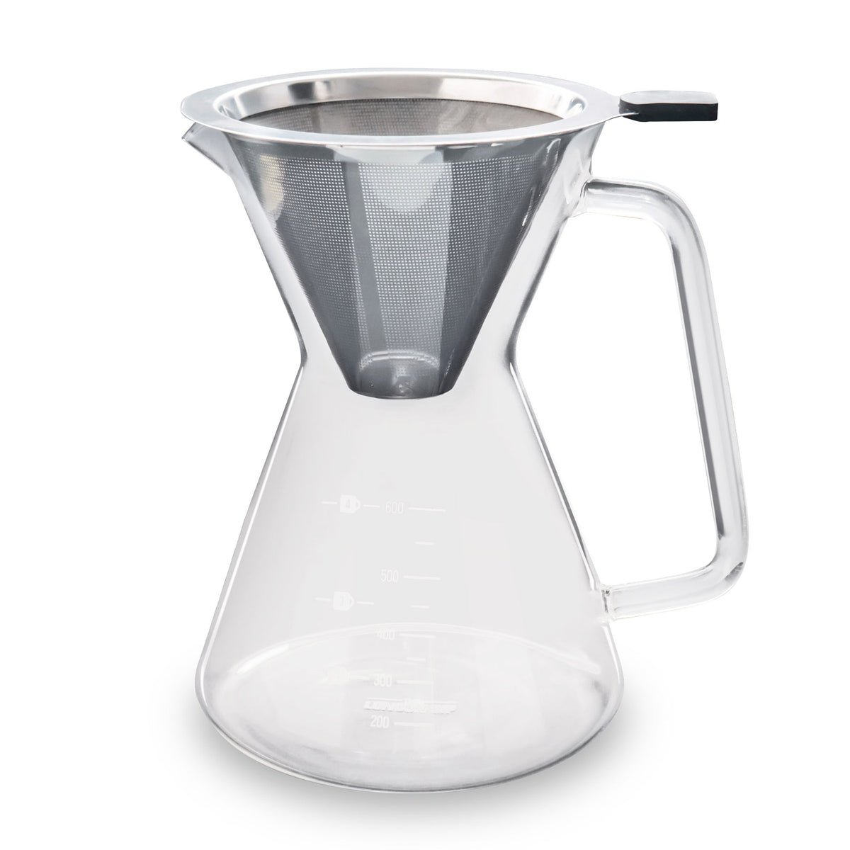 Glass Pour Over Carafe w/ Reusable Filter 600ml