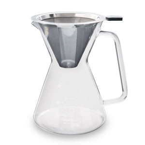 Glass Pour Over Carafe w/ Reusable Filter 600ml
