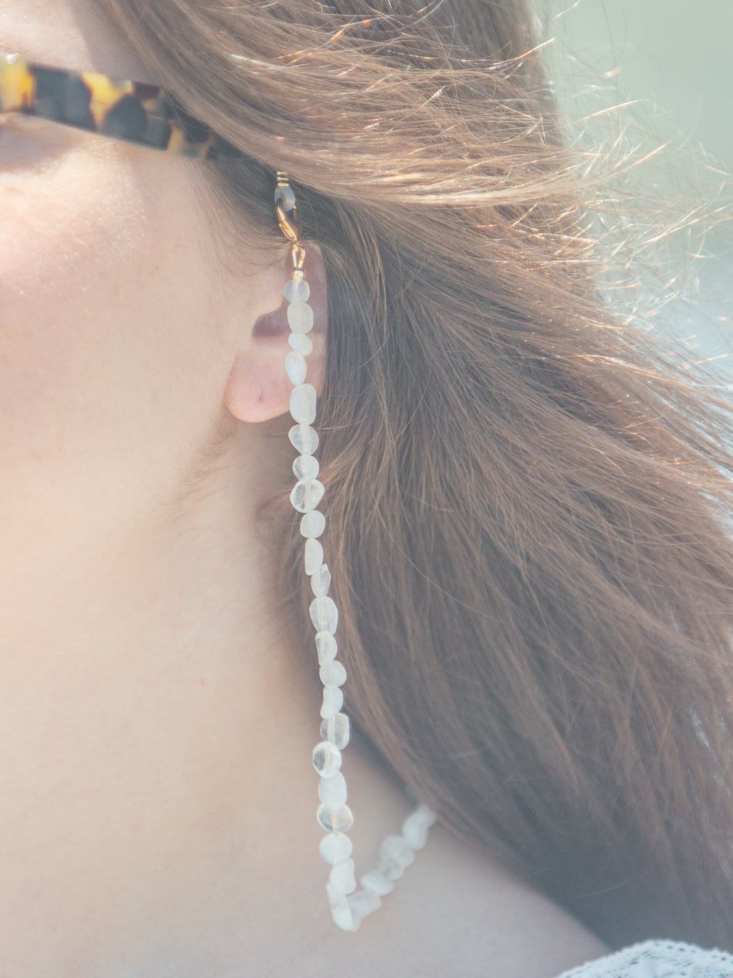 Gemstone Sunglass Chain in White