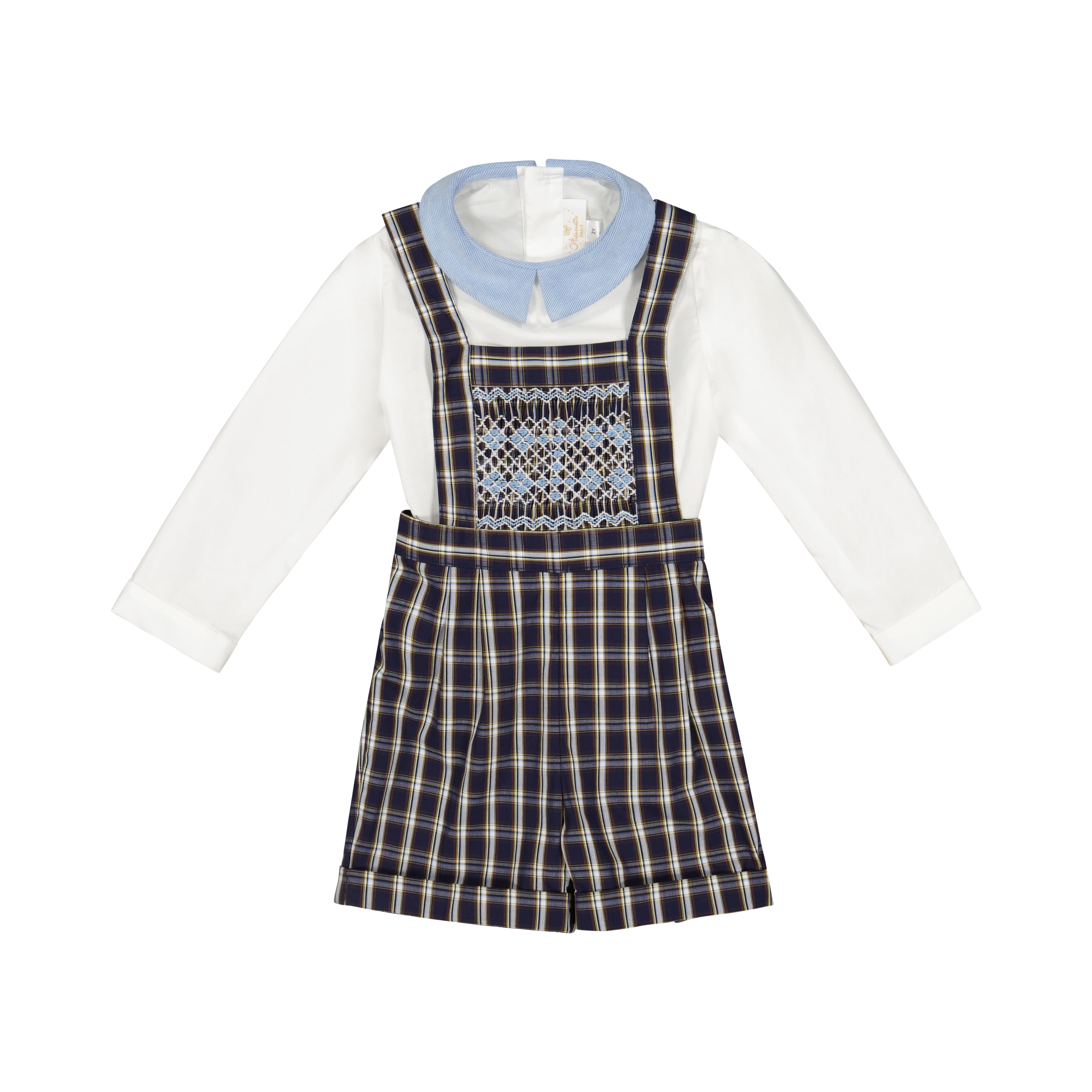 George Navy Tartan Boy Dungaree & Shirt
