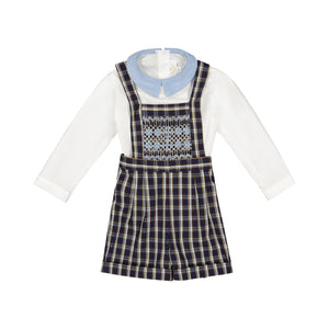 George Navy Tartan Boy Dungaree & Shirt