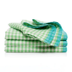 Two-Tone Gingham Napkins in Lime & Aqua, Set of 4