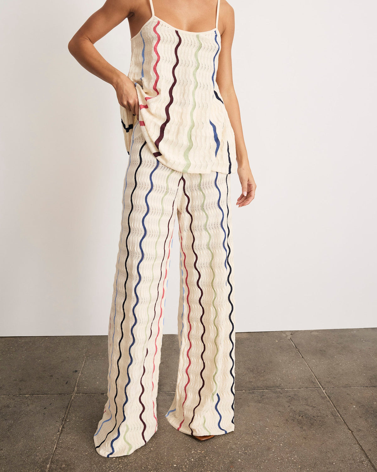 Lesley Knit Pant in Cream Multi