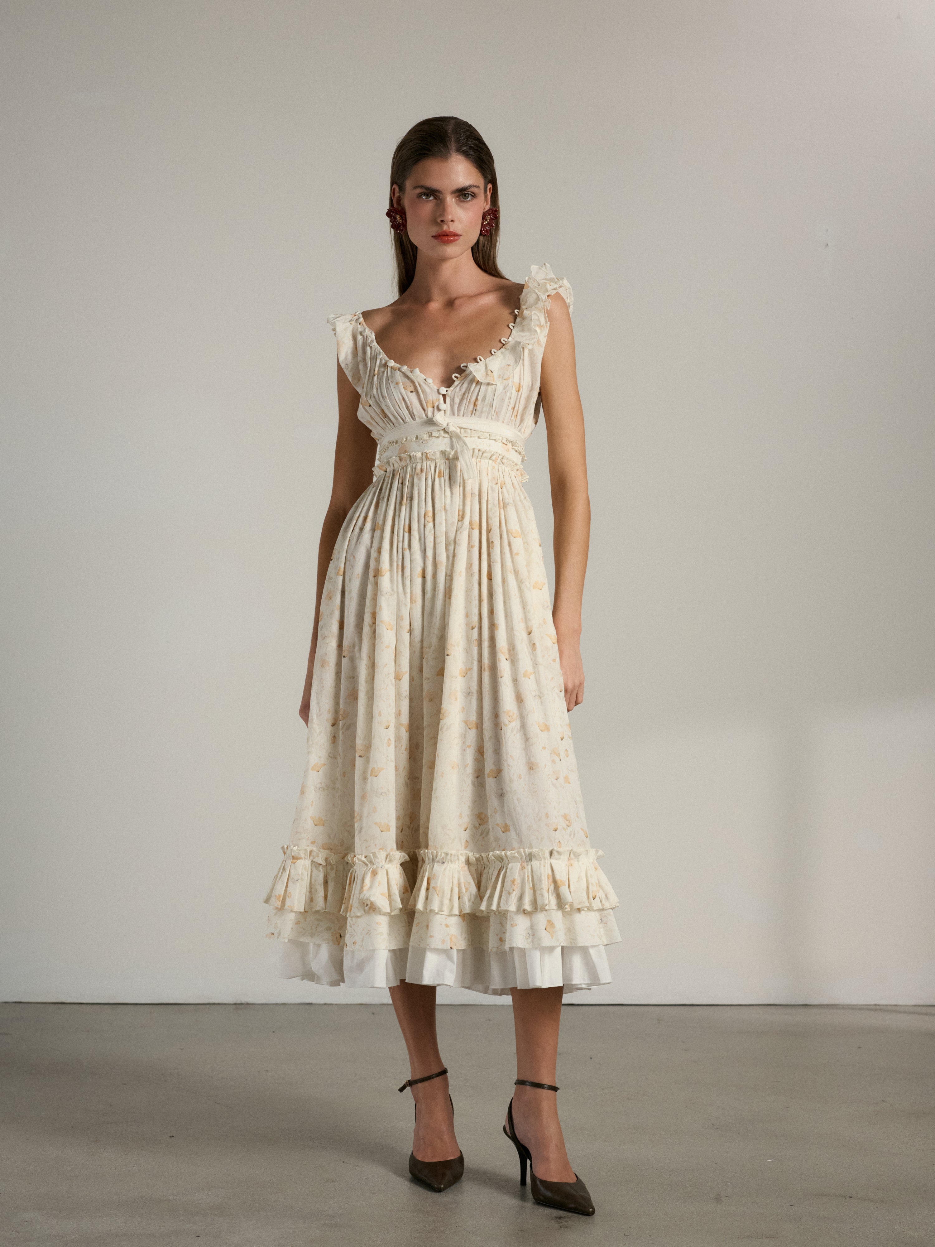 The Girona Dress in Orange Poppy Print