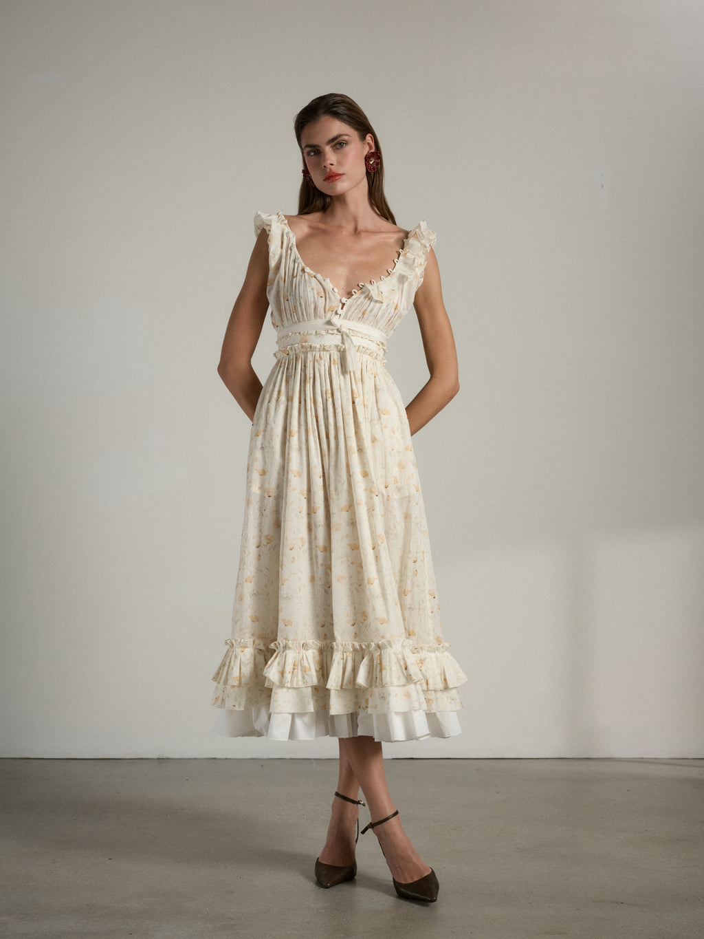 The Girona Dress in Orange Poppy Print