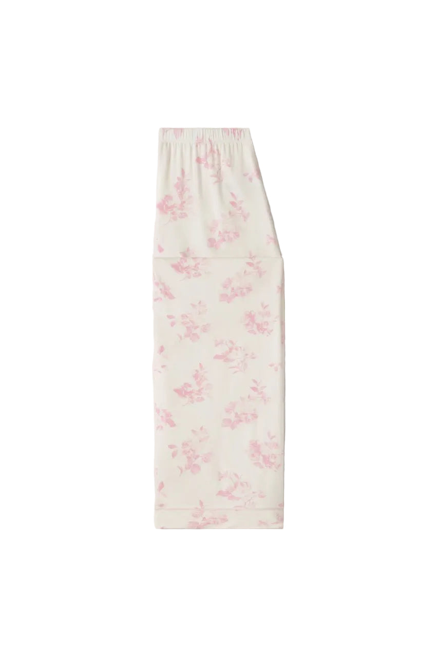 Gisele Printed Long PJ in Rose Garden Cameo Pink/Pale Pink