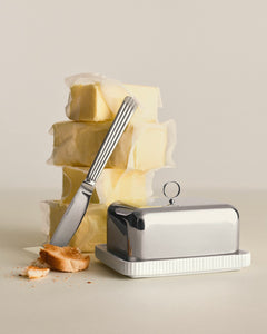 Bernadotte Butter Dish, Porcelain & Stainless Steel