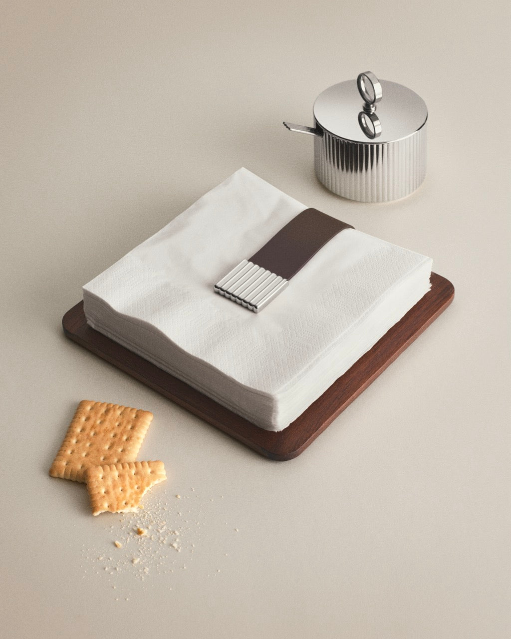 Bernadotte Napkin Holder Stainless Steel Smoked Oak
