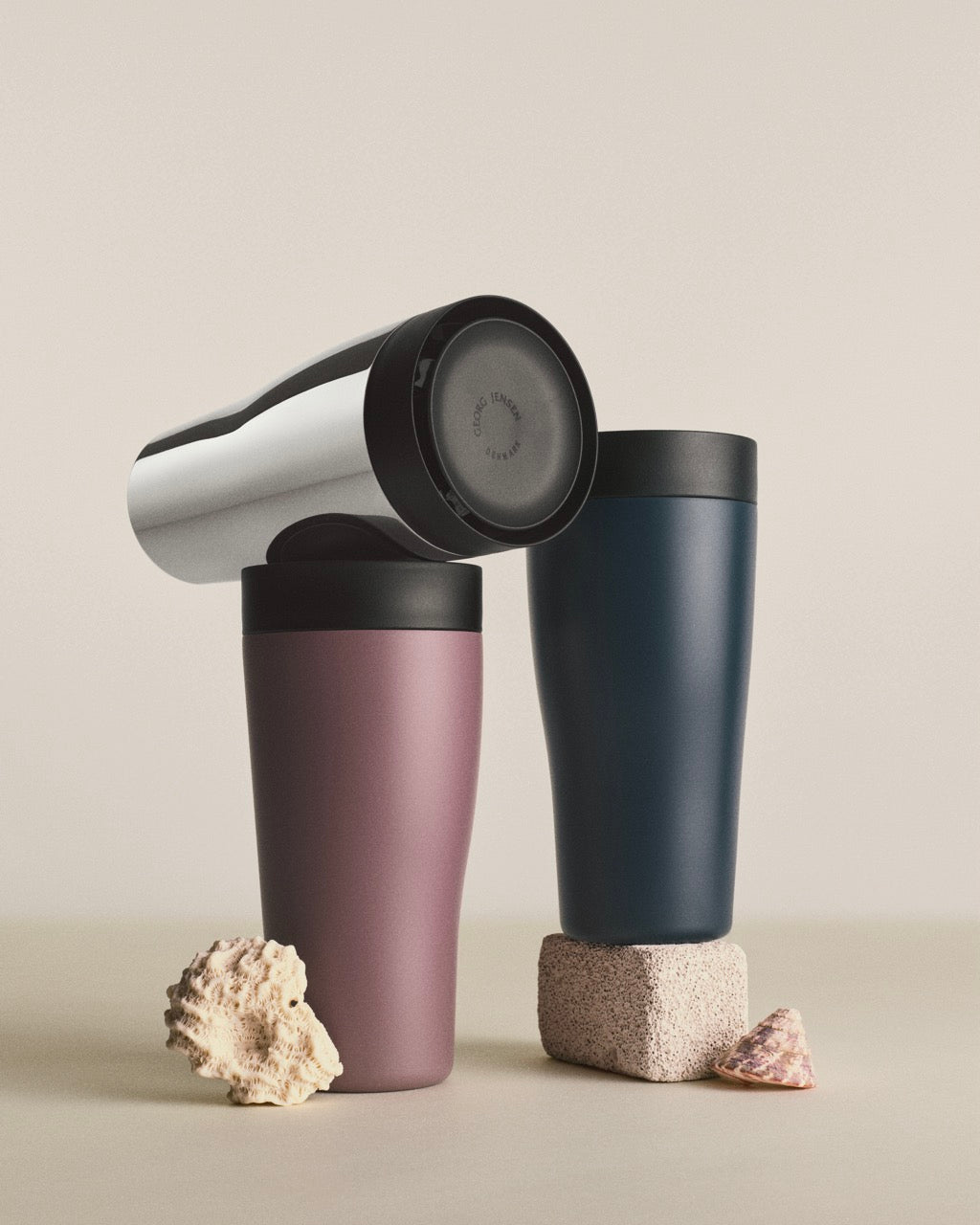 Sky Thermo Cup Blue Stainless Steel and Plastic