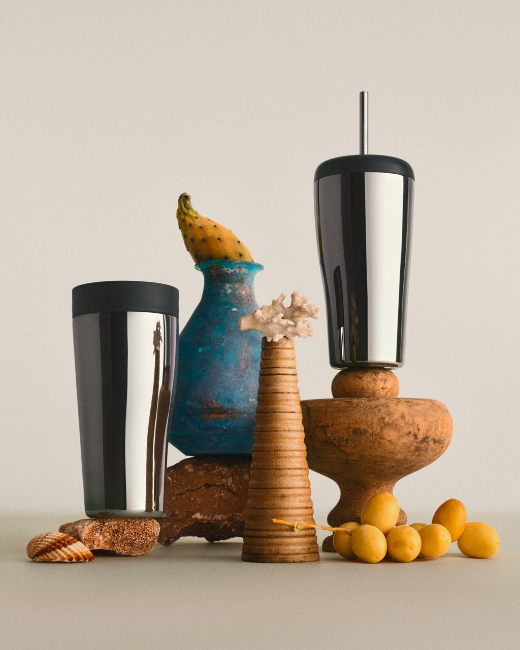 Sky Travel Cup with Straw Stainless Steel Mirror and Plastic