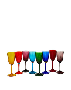 Wine Rainbow Glasses in Mix Multicolor, Set of 8
