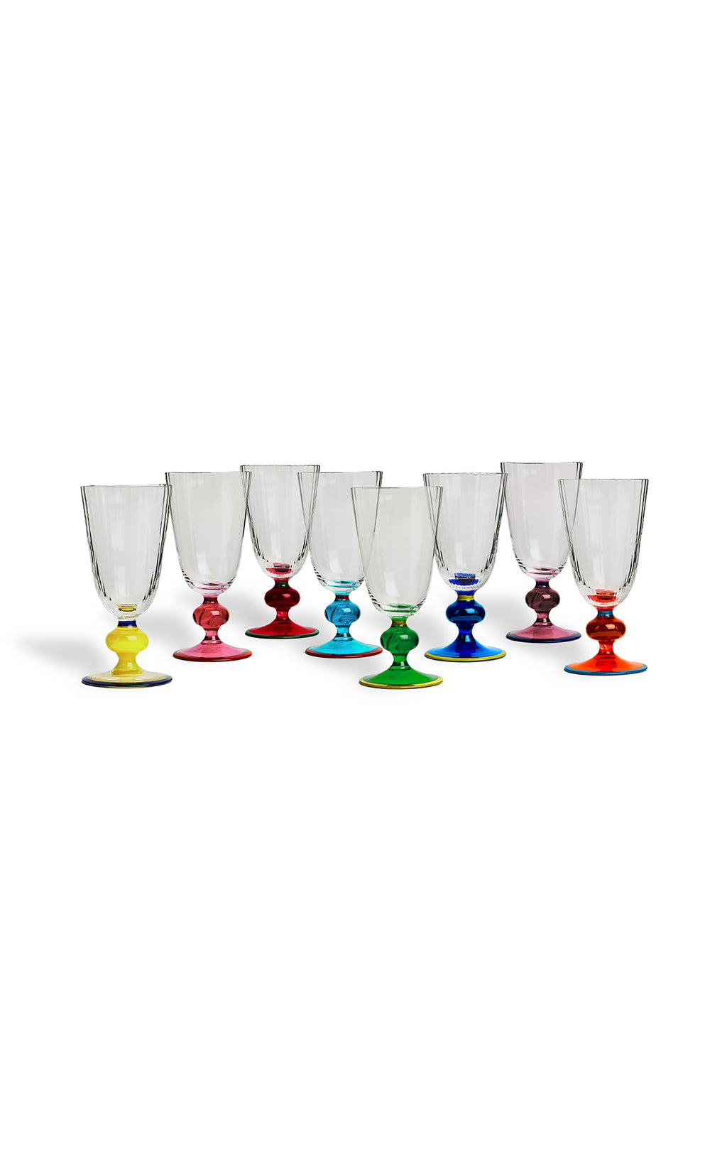 Perfetto Wine Glasses in Mix Multicolor, Set of 8