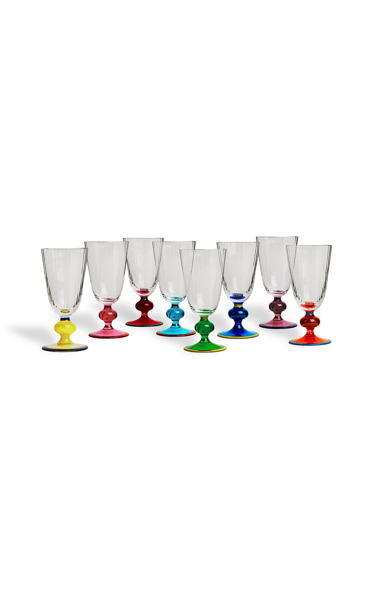 Perfetto Wine Glasses in Mix Multicolor, Set of 8
