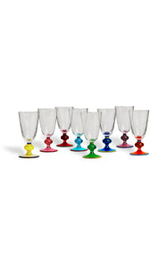 Perfetto Wine Glasses in Mix Multicolor, Set of 8