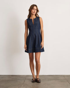 Glenda Denim Dress in Dark Indigo