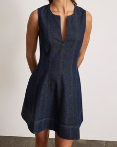 Glenda Denim Dress in Dark Indigo