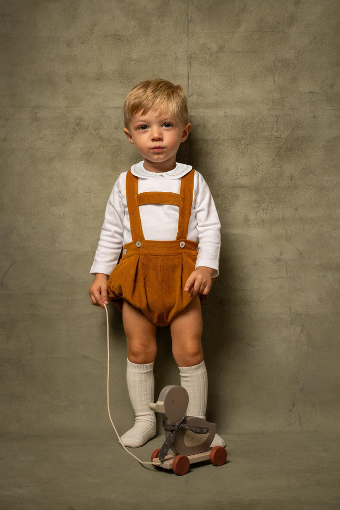 Leonardo Corduroy Romper in Caramel