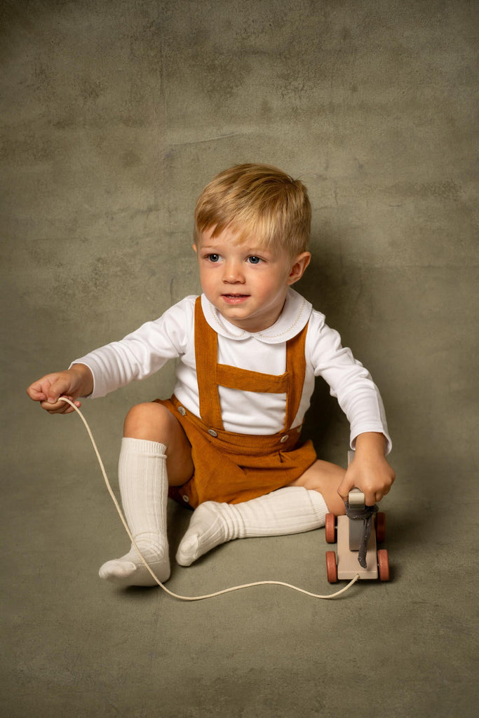 Leonardo Corduroy Romper in Caramel