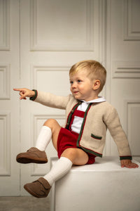 Leonardo Corduroy Romper in Cherry