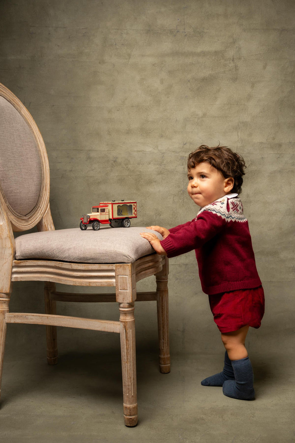 Julian Corduroy Romper in Cherry