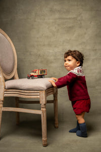 Julian Corduroy Romper in Cherry