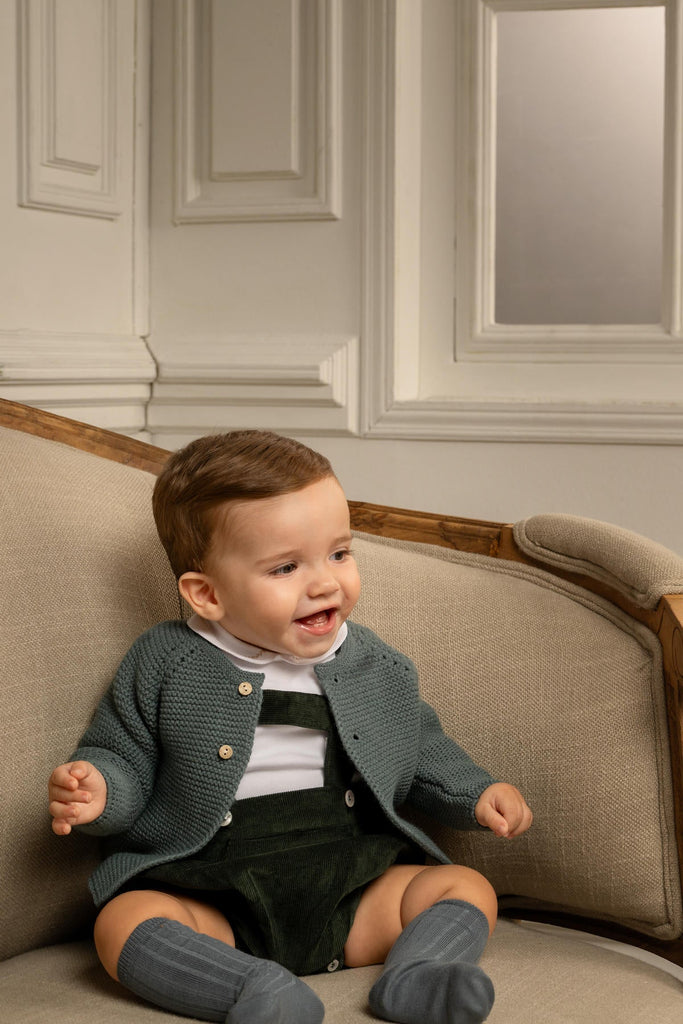 Leonardo Corduroy Romper in Pine Green