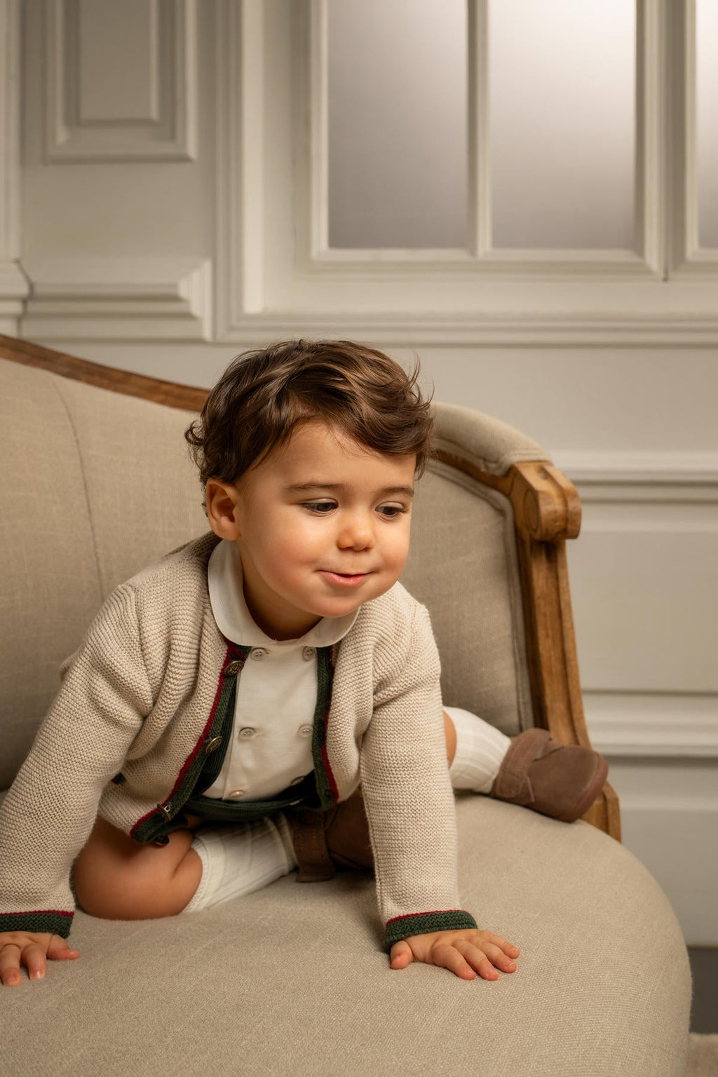 Julian Corduroy Romper in Pine Green