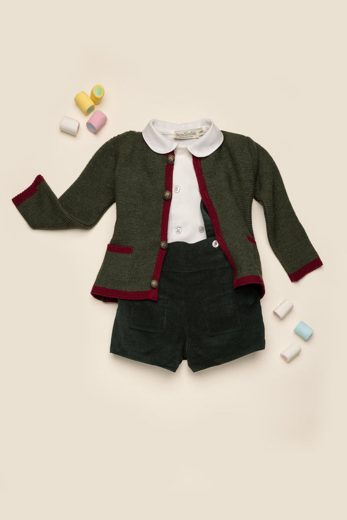 Julian Corduroy Romper in Pine Green