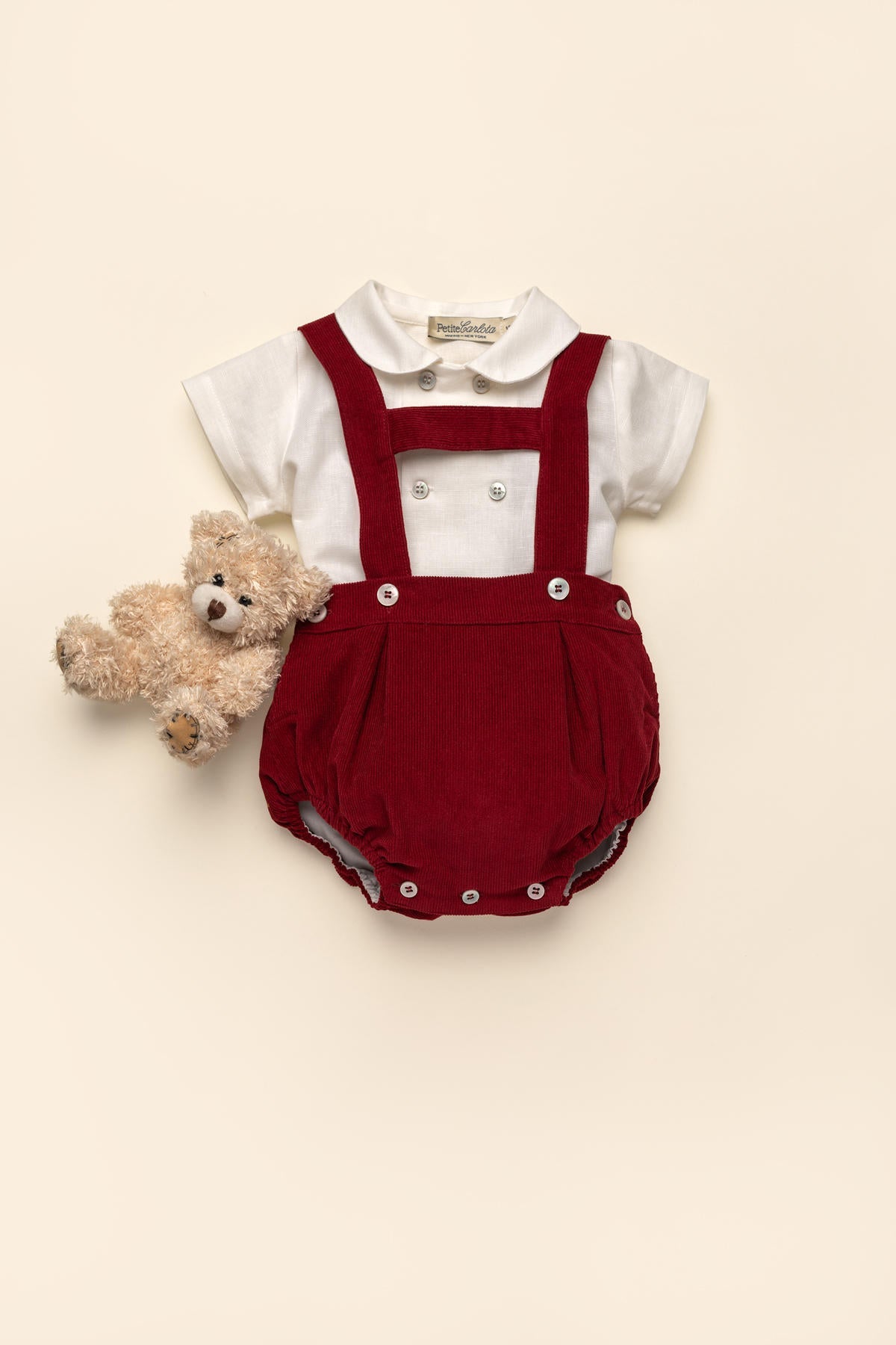 Leonardo Corduroy Romper in Cherry