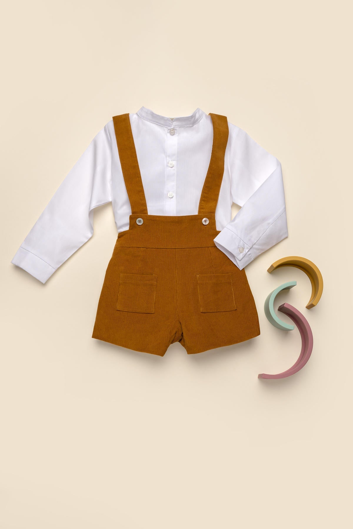Julian Corduroy Romper in Caramel
