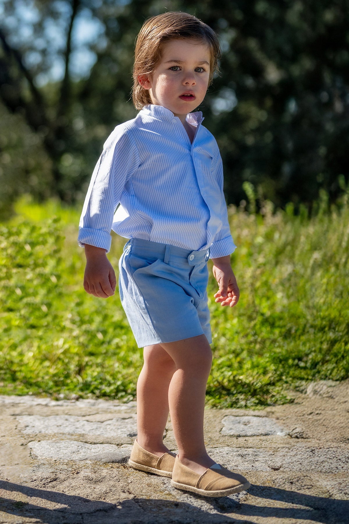 Sebastian Linen Shorts in Coastal Blue