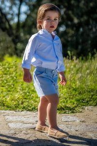 Sebastian Linen Shorts in Coastal Blue