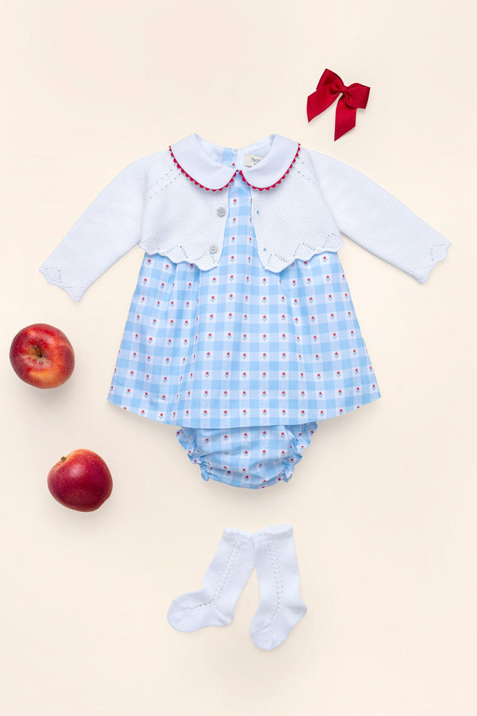 Brigitte Dress in Blue & Flowers