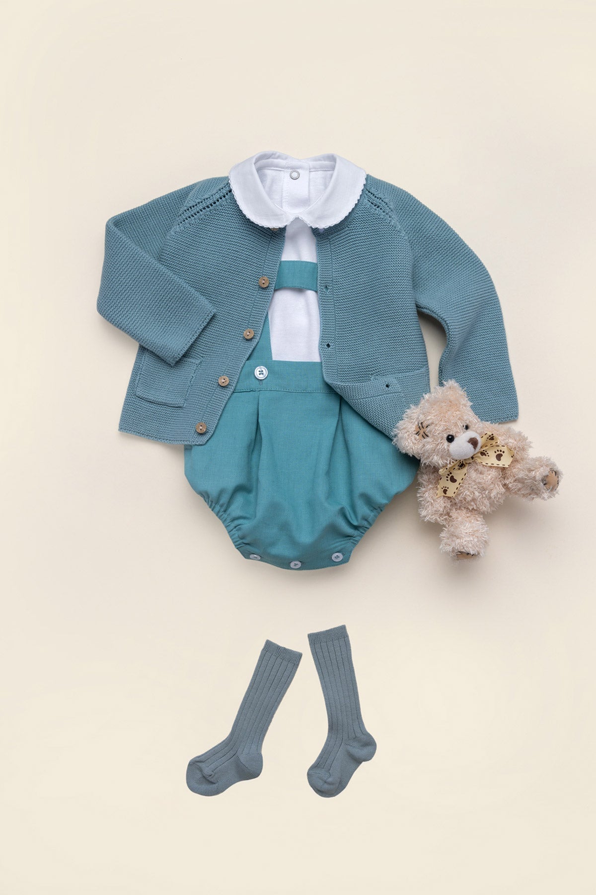Leonardo Linen Romper in Mint Green