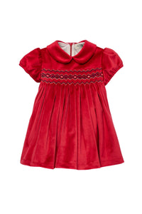 Camille Velvet Short Dress in Cherry