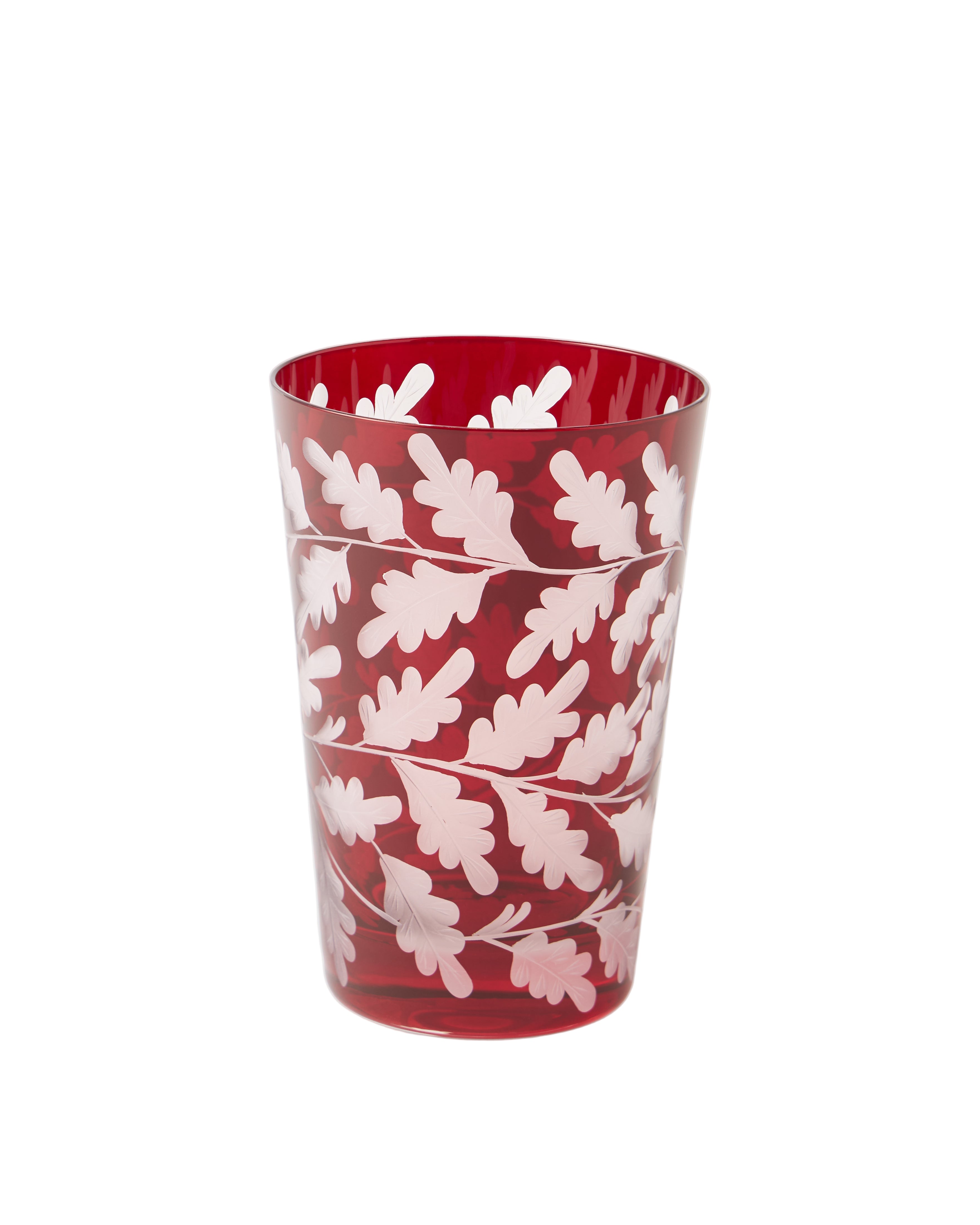 Engraved Oak Leaf Water Tumbler in Burgundy
