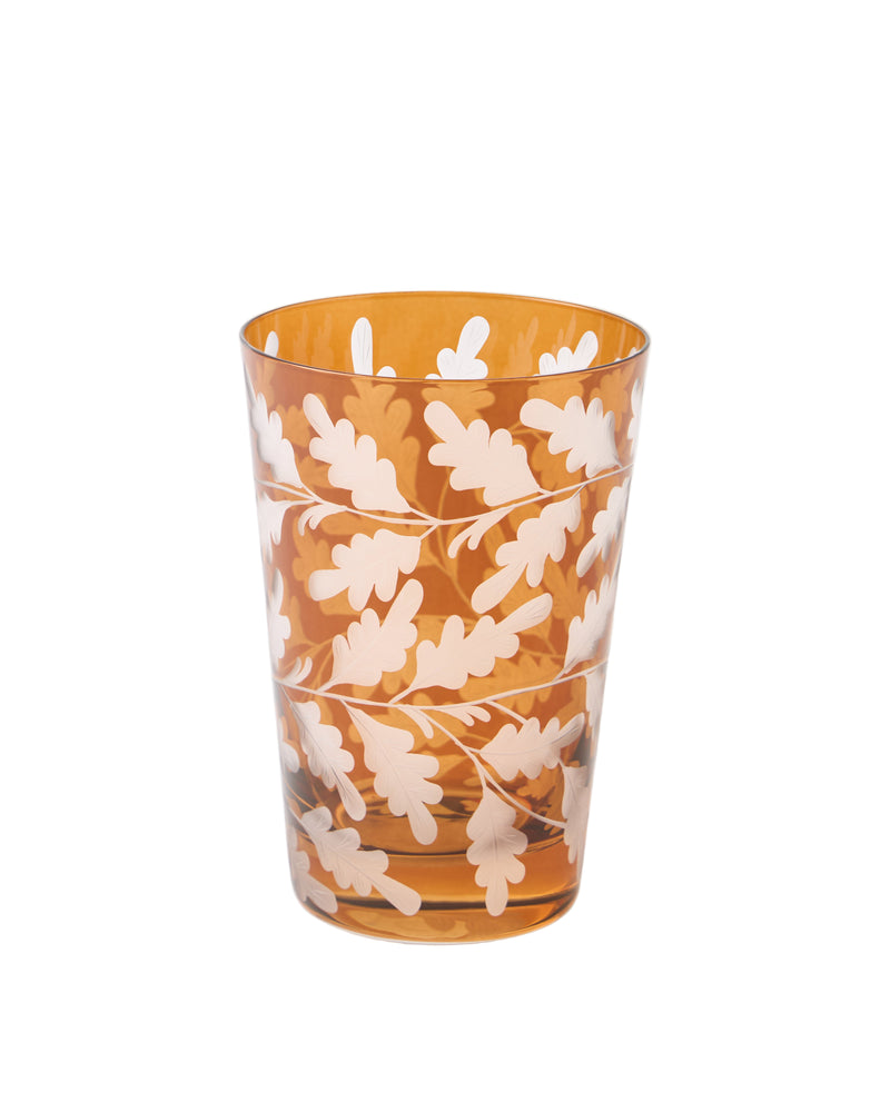 Engraved Oak Leaf Water Tumbler in Walnut