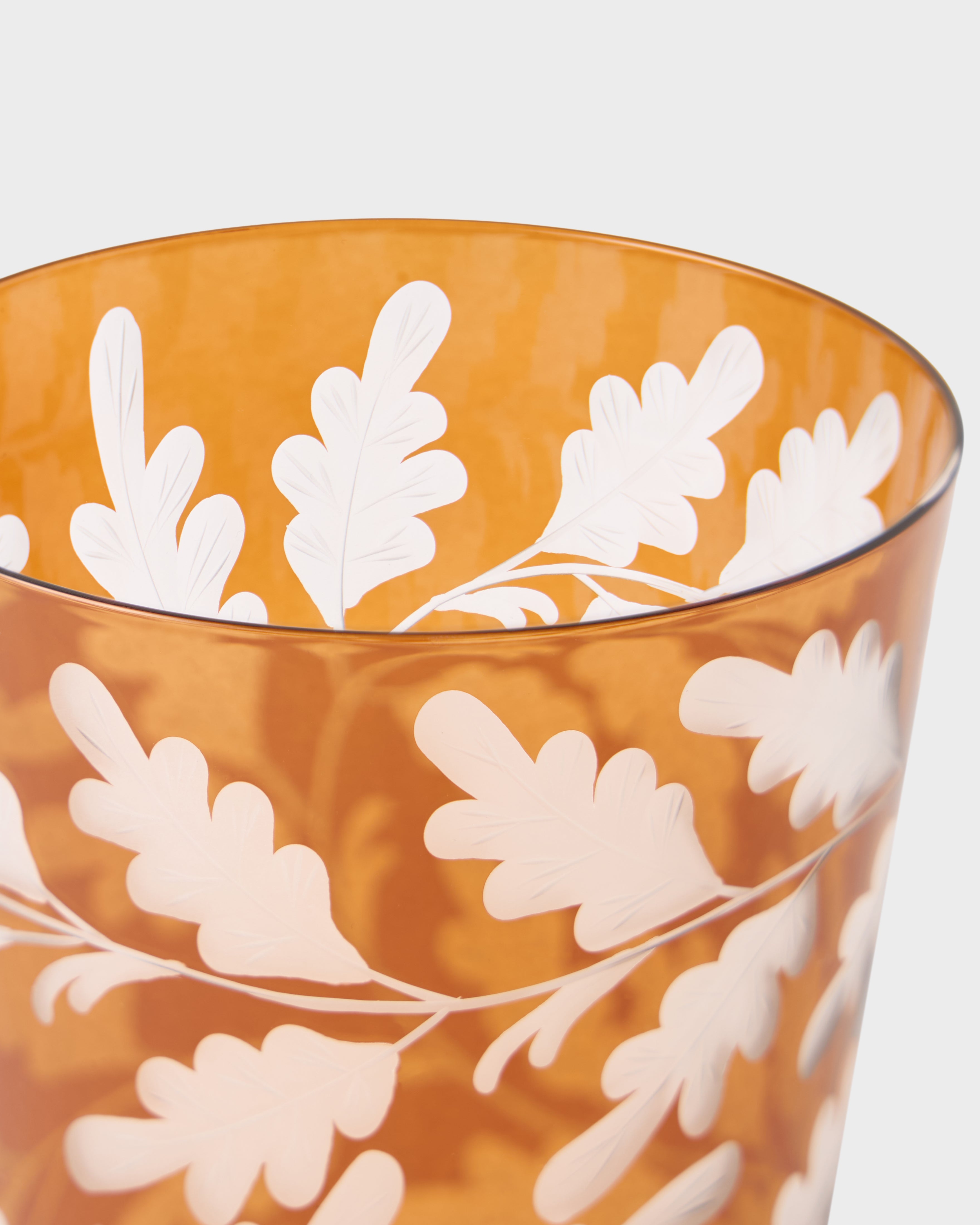 Engraved Oak Leaf Water Tumbler in Walnut