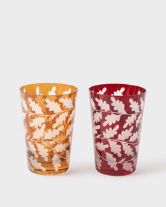 Engraved Oak Leaf Water Tumbler in Walnut