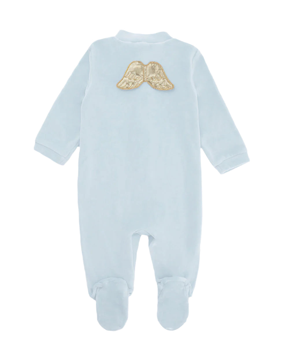 Velour Angel Wing Sleepsuit in Gold & Blue